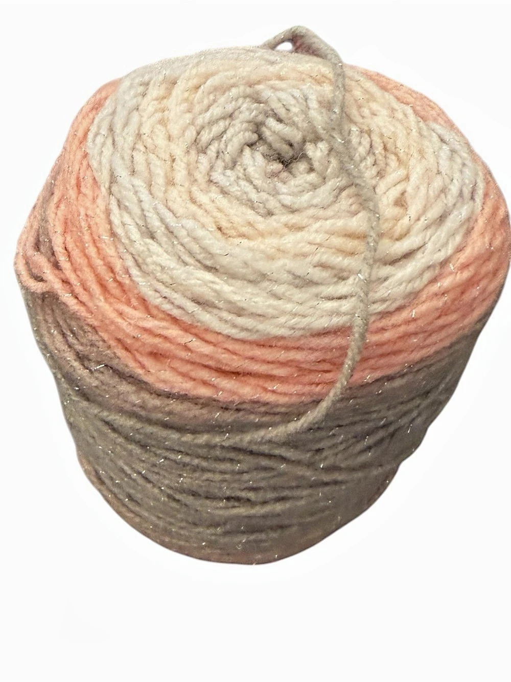 Yarn Cake Gradient Yarn 2.6 oz Cream Grey Peach Gray Metallic Silver Unbranded